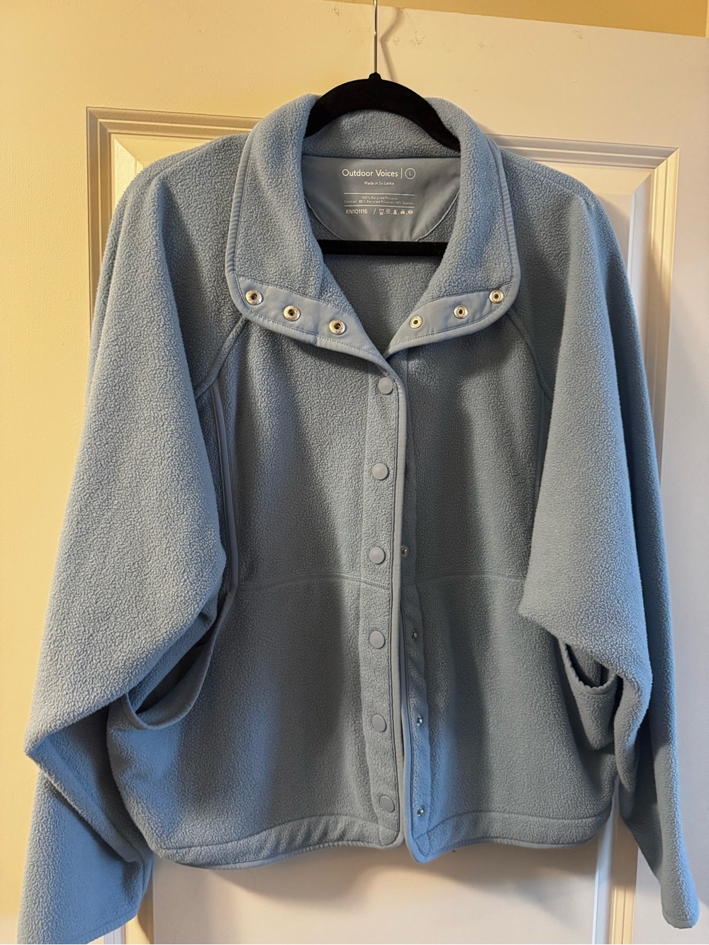 Outdoor Voices Powder Blue Snap-Front Teddy Fleece Jacket